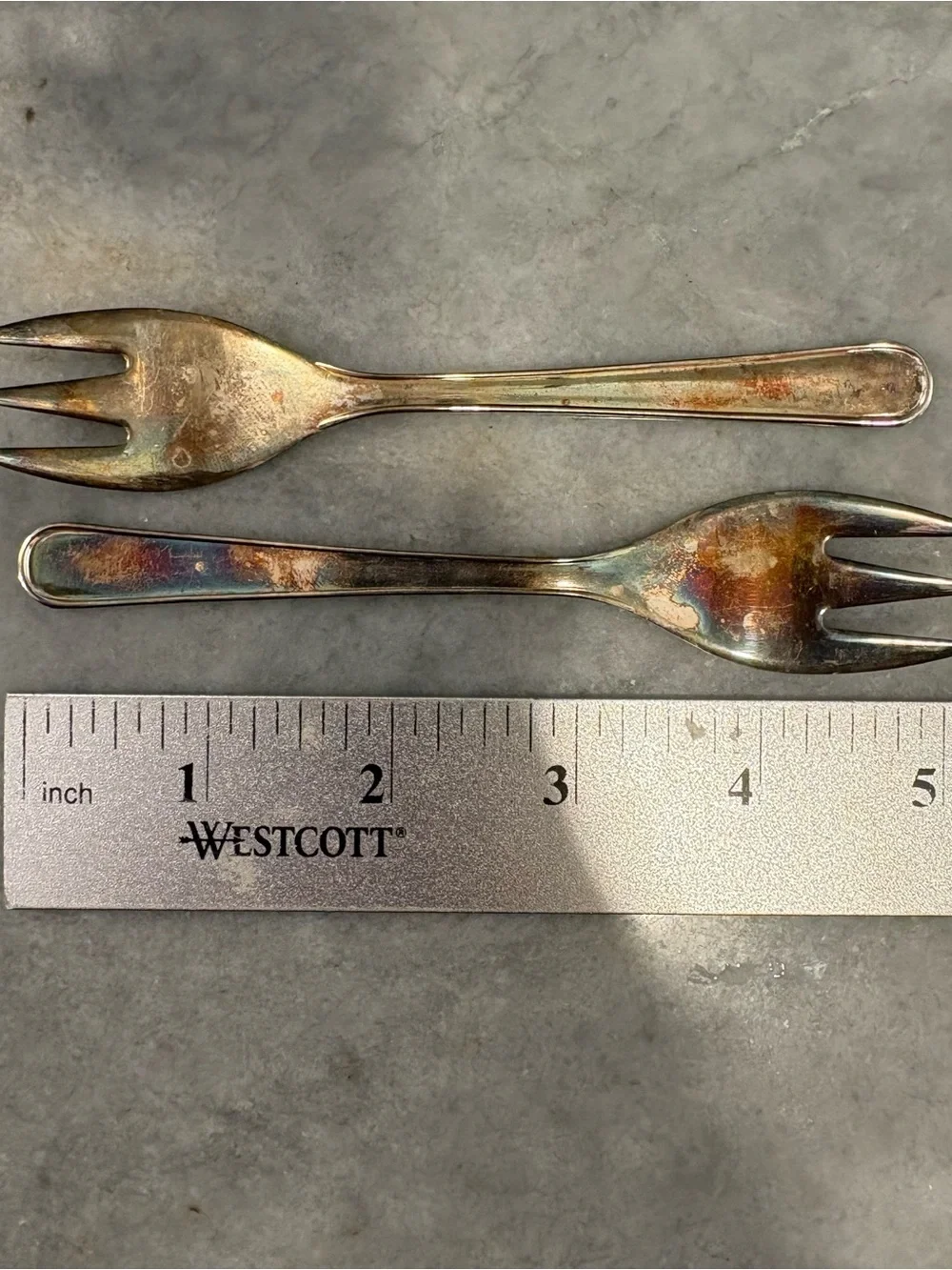 Vtg Set of 2 LEONARD Silver Plated Italy Small Cocktail Seafood Fork Replacement